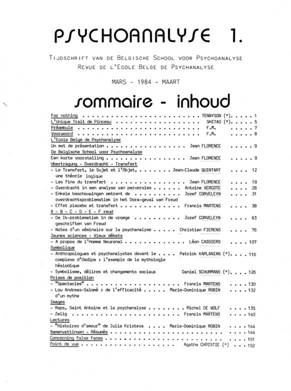 Psychoanalyse01Sommaire