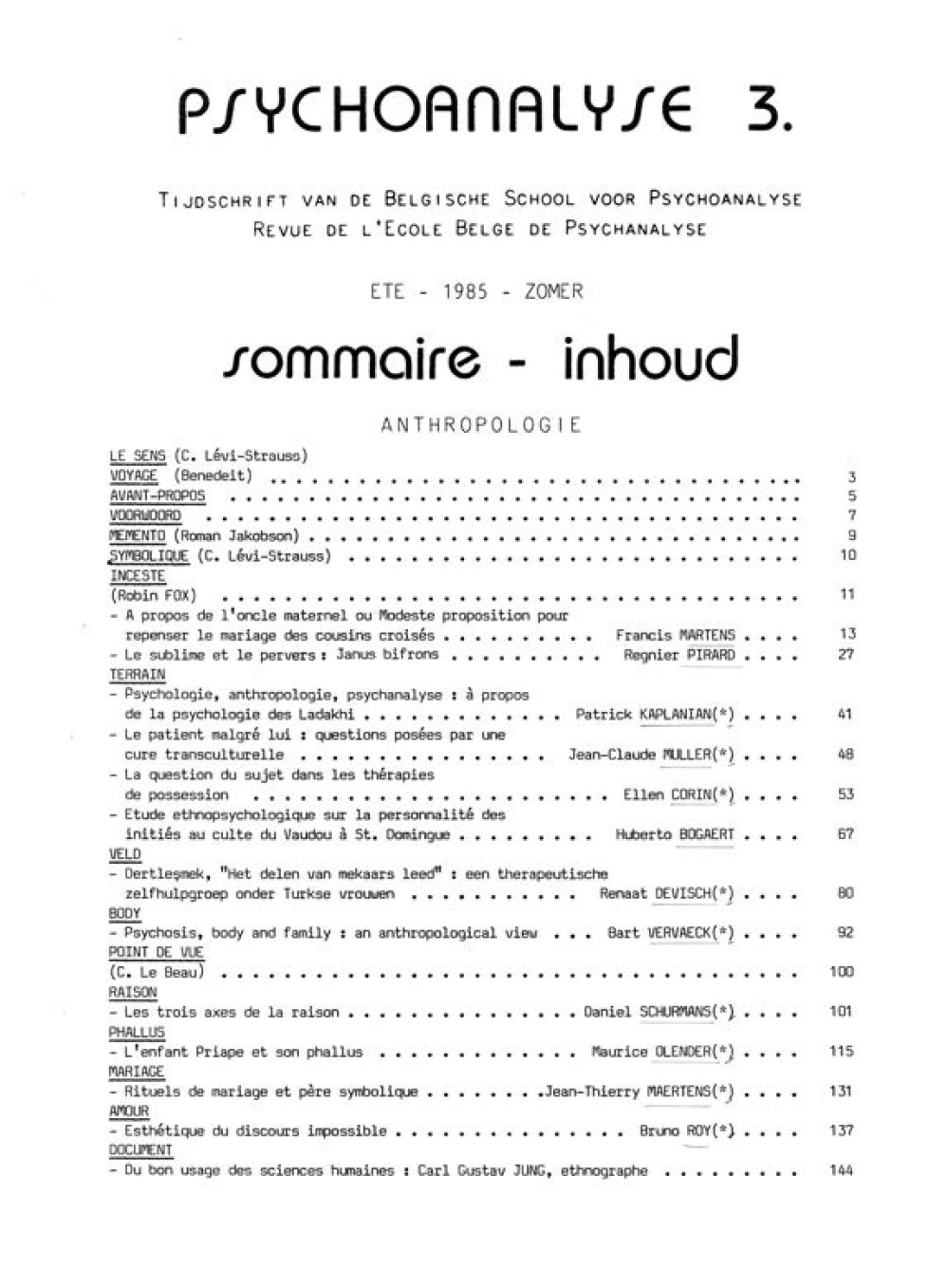 Psychoanalyse01Sommaire